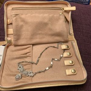 NWT Jewelry Quilted TAHARI Zippered Travel Clutch in Golden Faux Leather